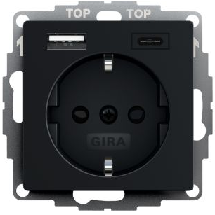 Gira S55 wcd ra kindv USB-A/C matzwart