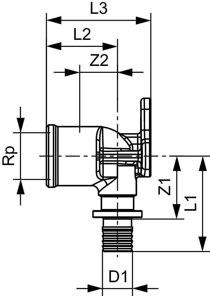 TECE muurplaat 14mmx1/2" bi