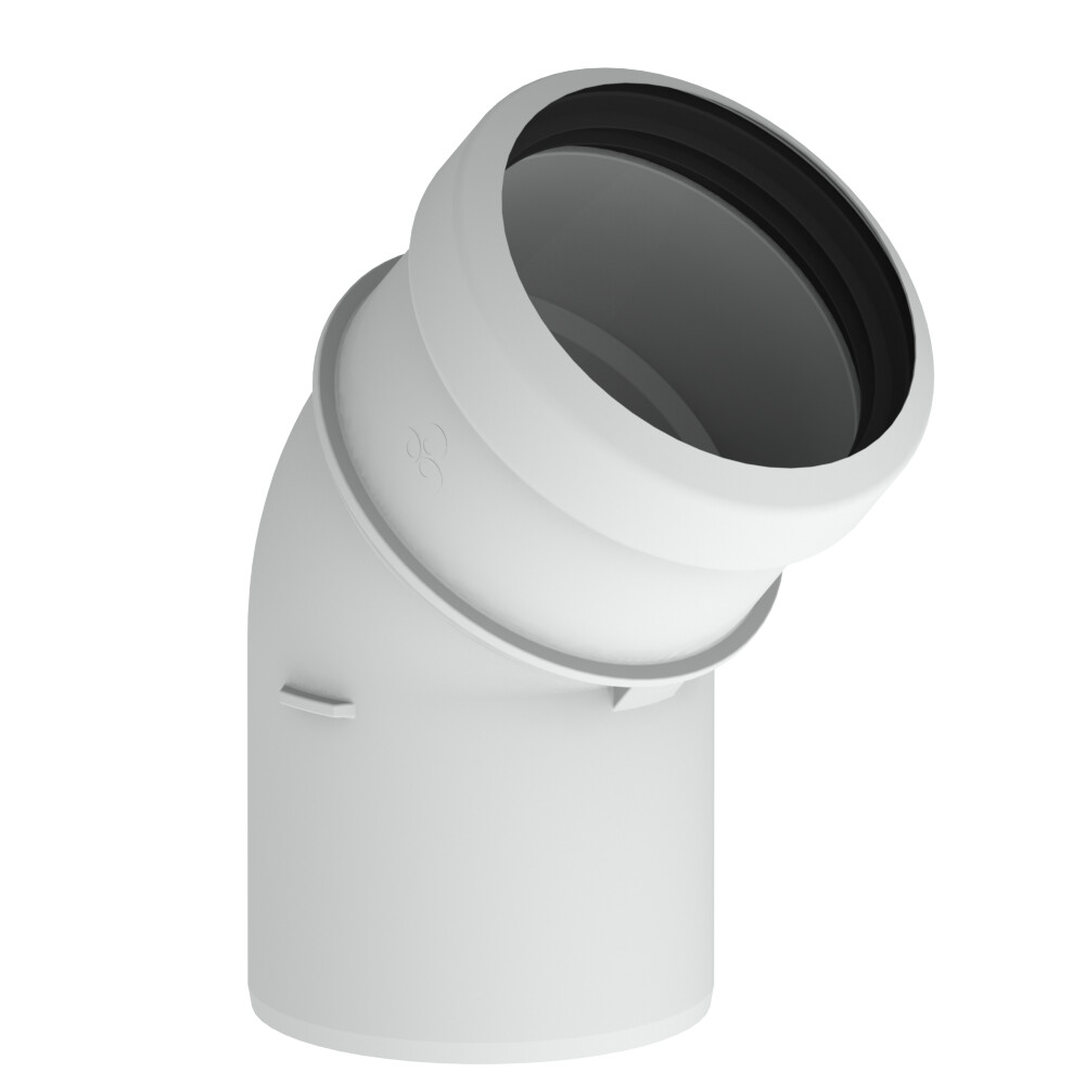 Burgerhout rookgas bocht 43° 80 wit