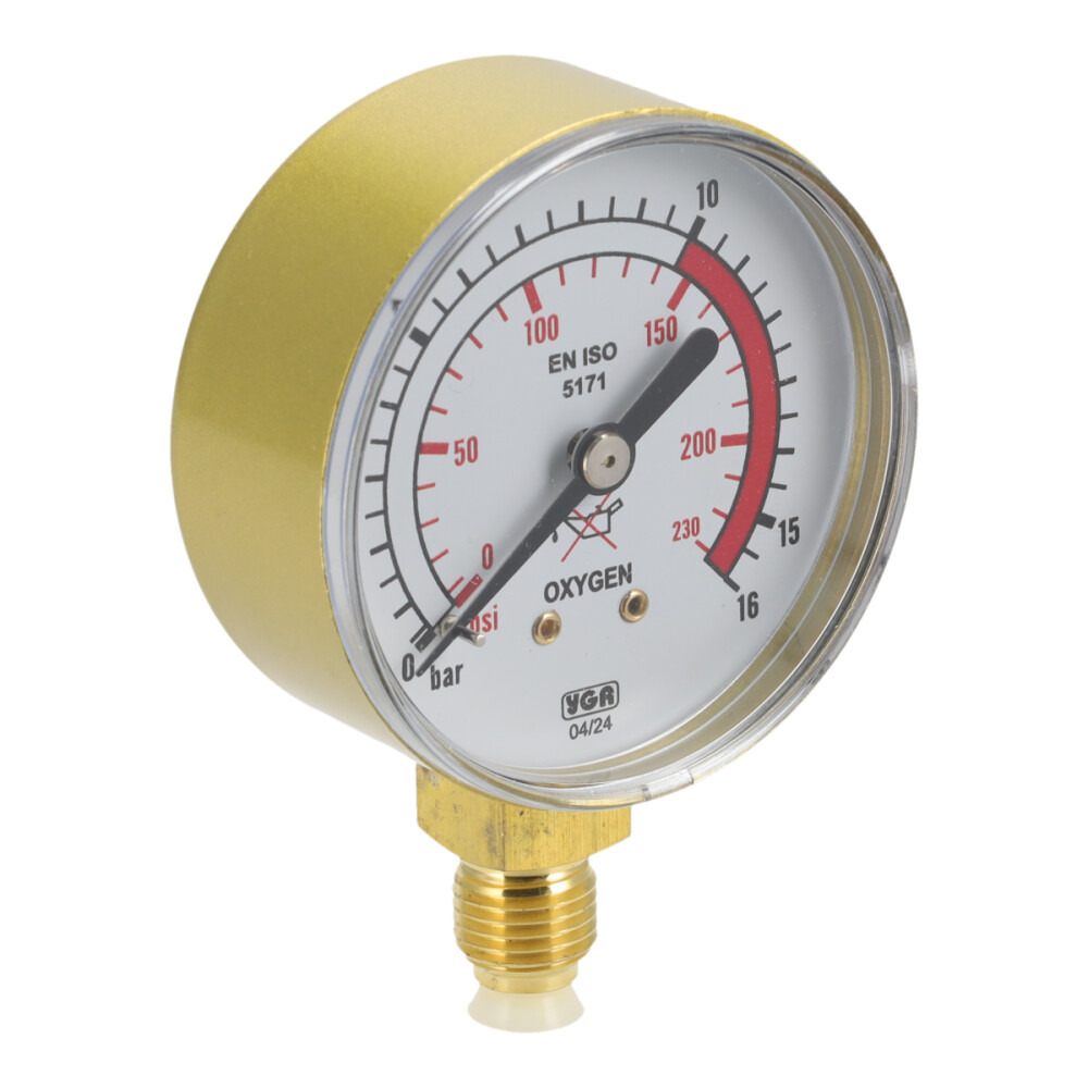 Manometer 1/4R 63mm 0-16b zuurstof