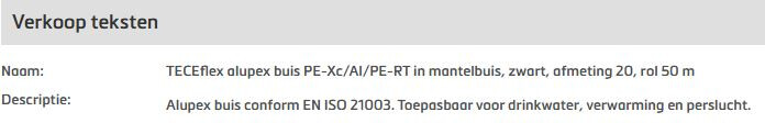TECE alupex mantelbuis 20 zwart l=50m