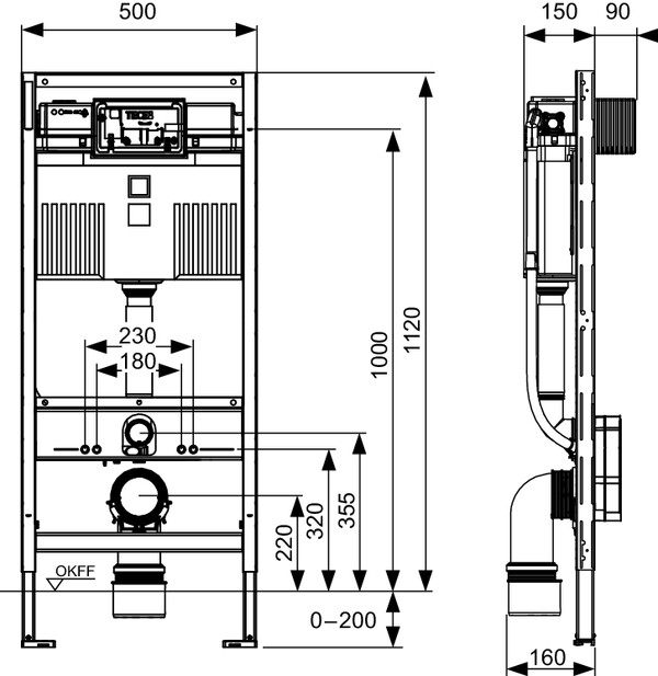 TECE inbouwreservoir 1120mm Uni