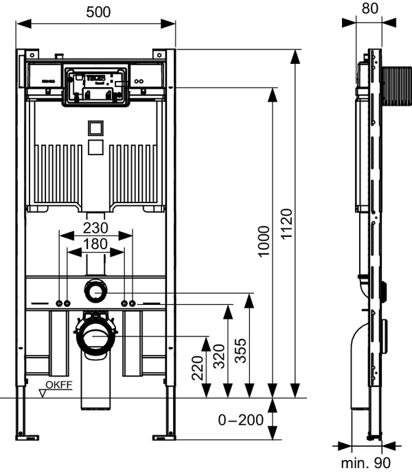 TECE 8 ondiep inbouwreservoir 1200 Octa
