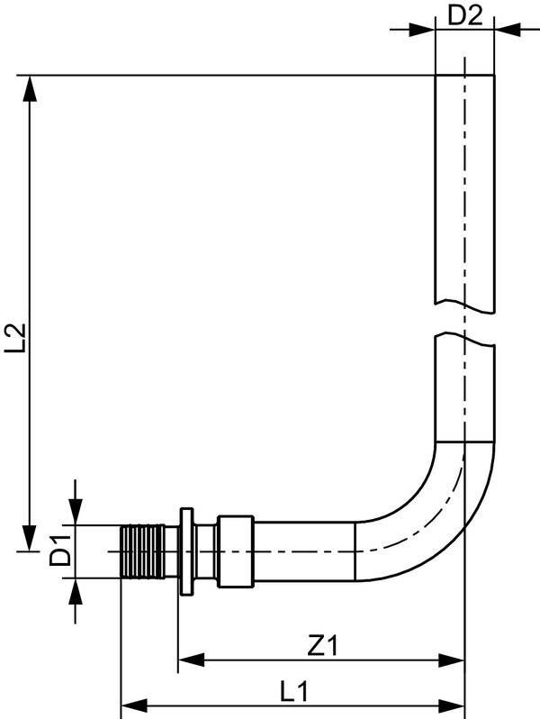 TECE aansluitbocht 90° 16x15mm chr