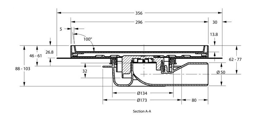 Tegelput 300x300mm zijuitloop 0,6l/s