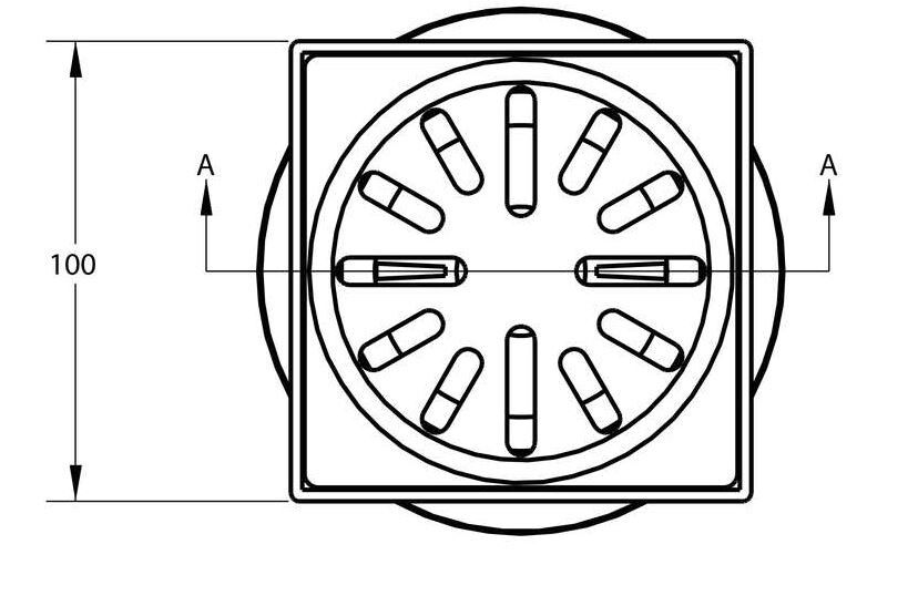 Vloerput 100x100 onderuitloop 0,5l/sec