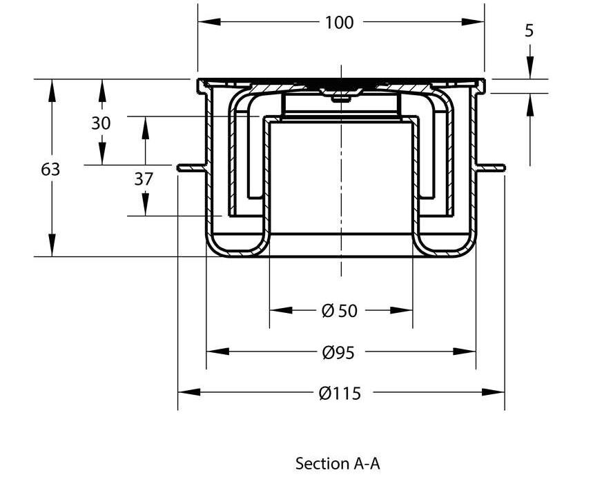 Vloerput 100x100 onderuitloop 0,5l/sec