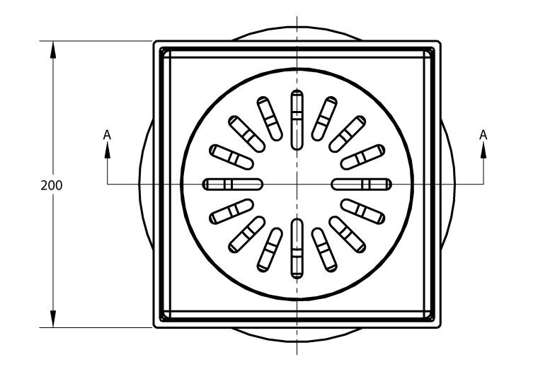 Vloerput 200x200 onderuitloop 1,3l/sec