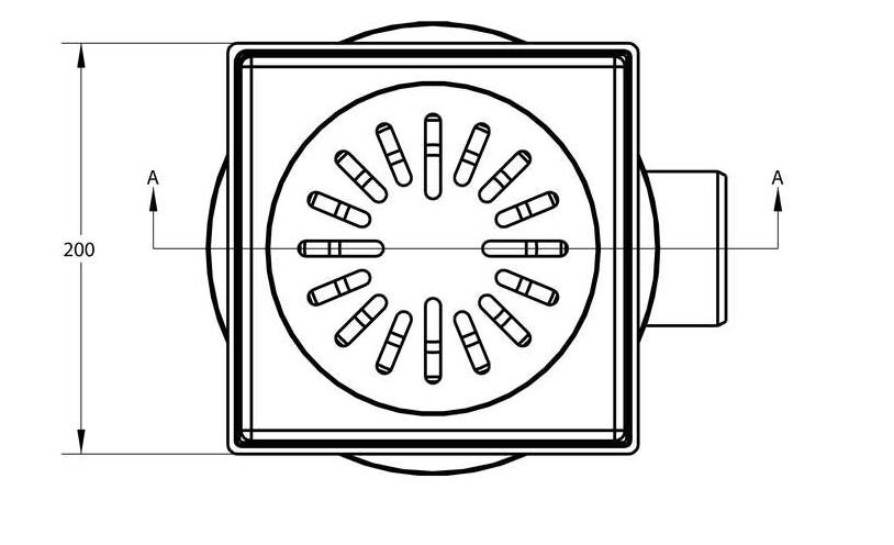 Vloerput 200x200 zijuitloop 1l/s